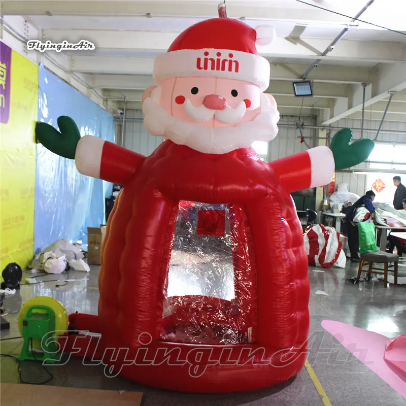 Navidad inflable Santa efectivo/cabina de dinero 2,5 m tienda de publicidad aire soplado máquina emisora de cupones para eventos de promoción de Navidad