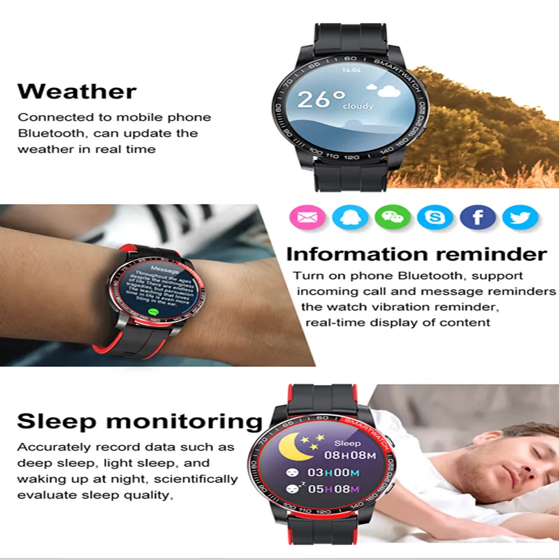 Luxury GW20 Smart Watches Armbands Män kvinnor Bluetooth Call Hear Rate Monitor Väder 30 dagar Standby Sports Smartwatch för ANDR3823149