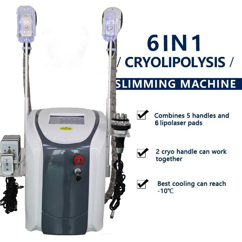 Cool Tech Fat Freezing Machine 슬리밍 Lipo Laser Cavitation RF Skin Lifting 2 손잡이 Cryolipolysy 체중 감량 기계