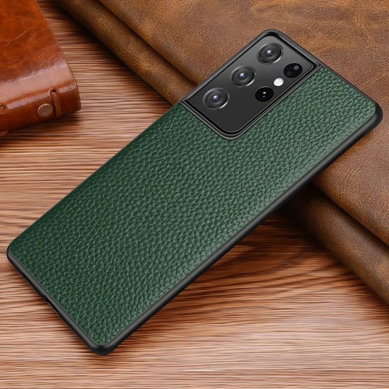 Genuine Leather Cases Cover for Samsung Galaxy S21 Plus + Ultra Case Luxury High Quality Real Cow Hide Casing for Samsung S21 Ultra