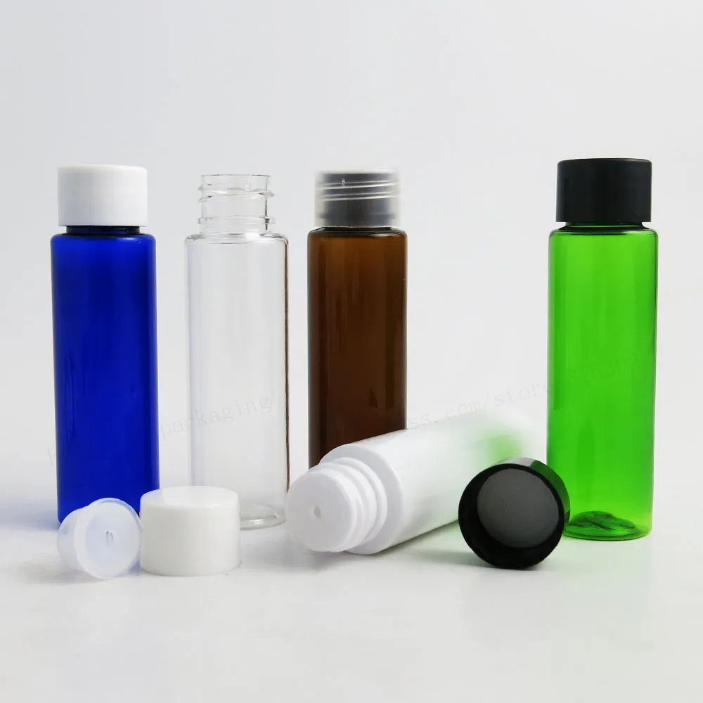 Şeffaf Mavi Yeşil Sarı Doldurulabilir Krem Plastik'in şampuan Kapsayıcı 1oz 50 x 30 ml Taşınabilir Kozmetik PET şişeler