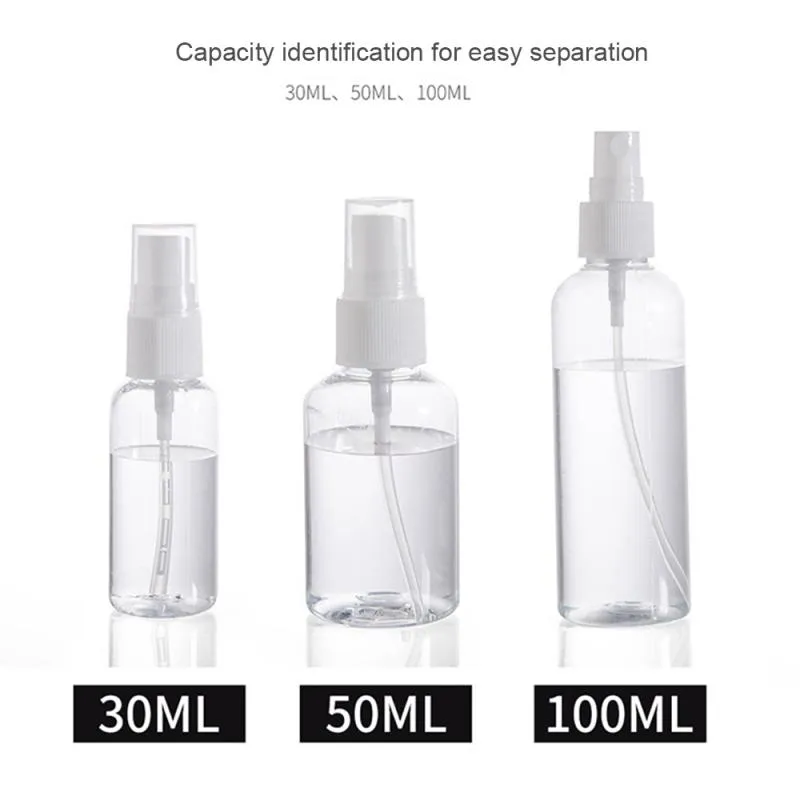 30/50/100ml Refillable Bottles Travel Transparent Plastic Perfume Bottle Atomizer Empty Small Spray packing Bottle toxic free and safe