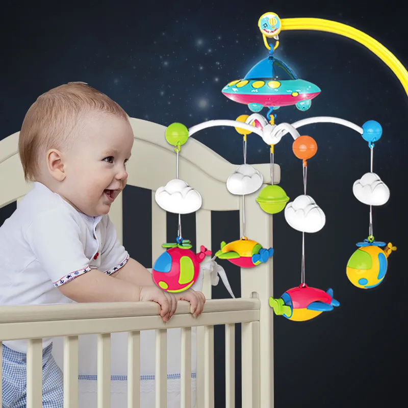 Qwz novo bebê berço mobiles chocalhos brinquedos cama sino carrossel para berços projeção infantil bebês brinquedo 0-12 meses para recém-nascidos presentes lj201113