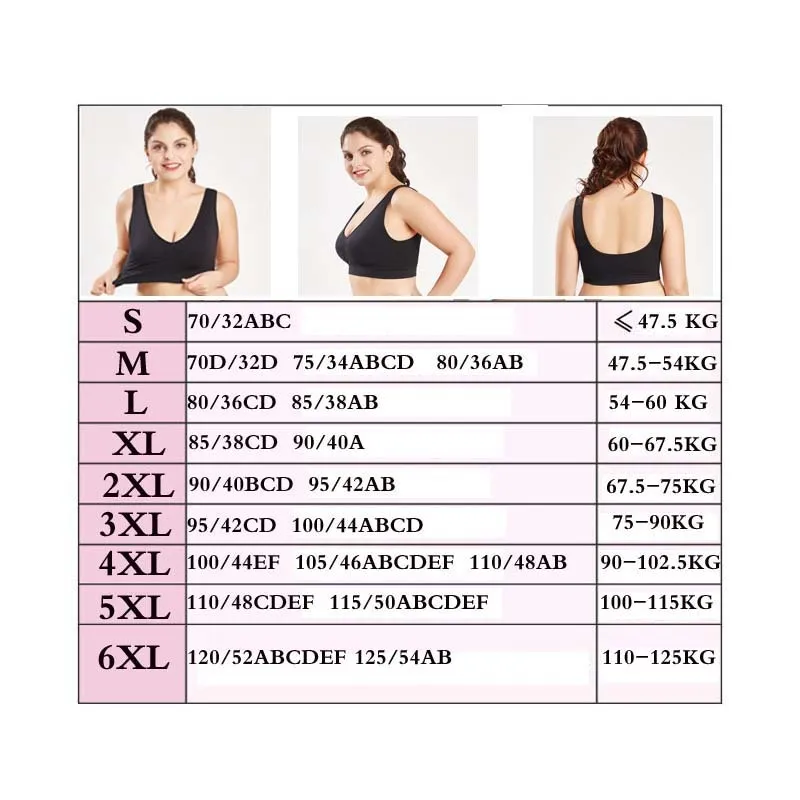 Queenral 3PCS / lot Plus Size BHs für Frauen Nahtloser BH mit Pads Große Größe 5XL 6XL Bralette Push Up Büstenhalter Weste Wireless BH 201276P