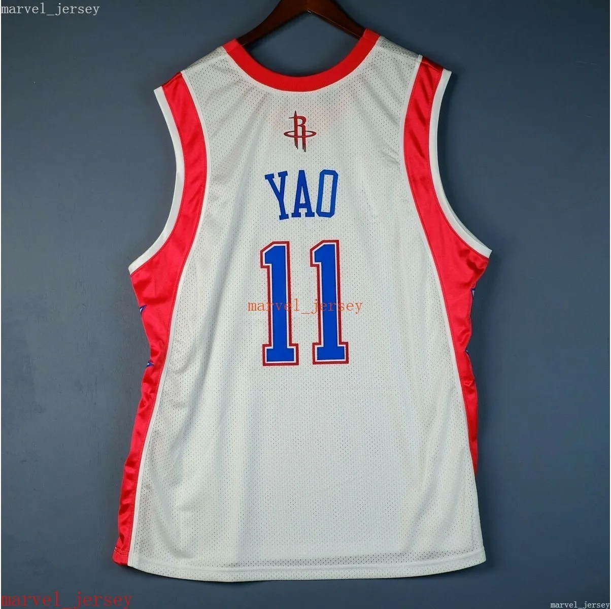 Niestandardowy zszyty Yao Ming 04 All Star Jersey XS-6xl Męskie rzuty do koszykówki