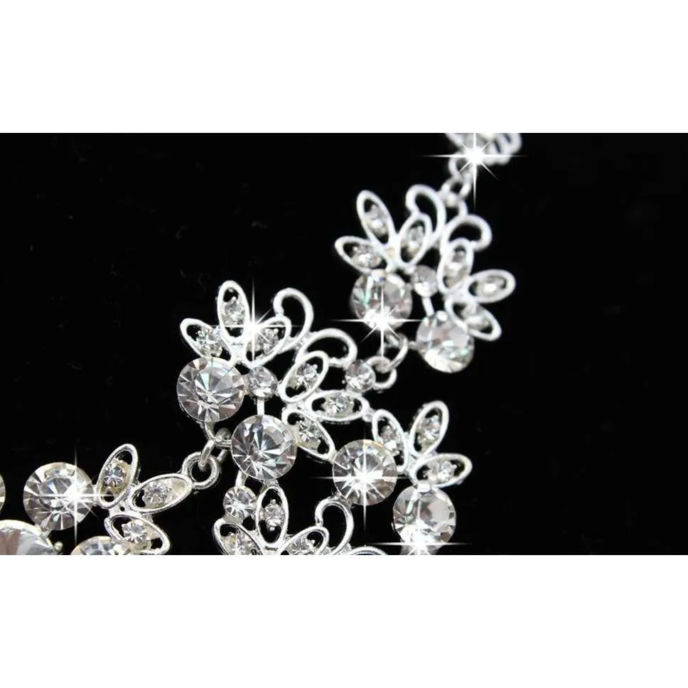 wedding jewelry sets engagement bridal rhinestone earring and necklace sets simple shining wedding dress accessories jewelry in bulk