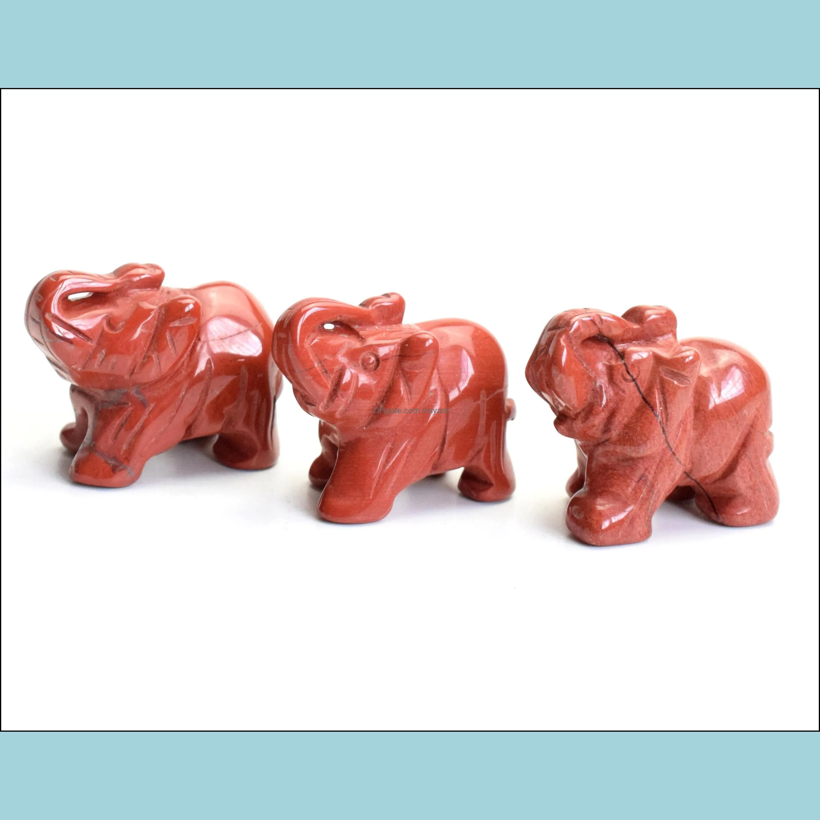 1.5 INCHES Small Size Elephant Statue Crafts Natural Chakra Stone Carved Crystal Reiki Healing Animal Figurine 1pcs