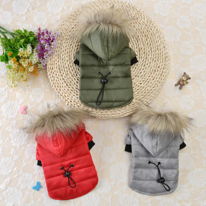 Pet Dog Apparel Coat Winter Warm Small Dogs Clothes For Soft Fur Hood Puppy Down Jacket Clothing