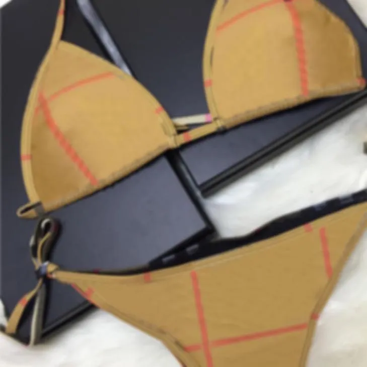 Stylista projektant zestawy bikini dla kobiet luksusowe trzypunktowe stroje kąpielowe klasyka stroje kąpielowe Plaid Stripe marka dwuczęściowe bikini S-XL