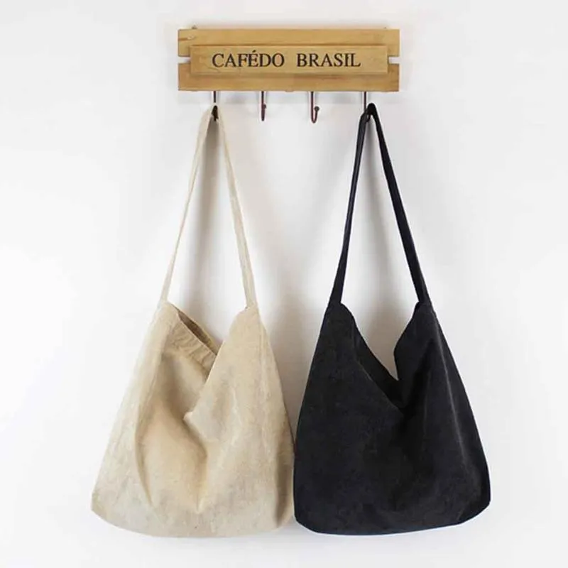 Bolso De Hombro Corduroy Para Mujer De Tela De Tela De Lona Bolso De Tela  Sólido De Tela De Tela De Tela Para Mujeres Bolsas De Compras Eco  Universidad De 34,9 €