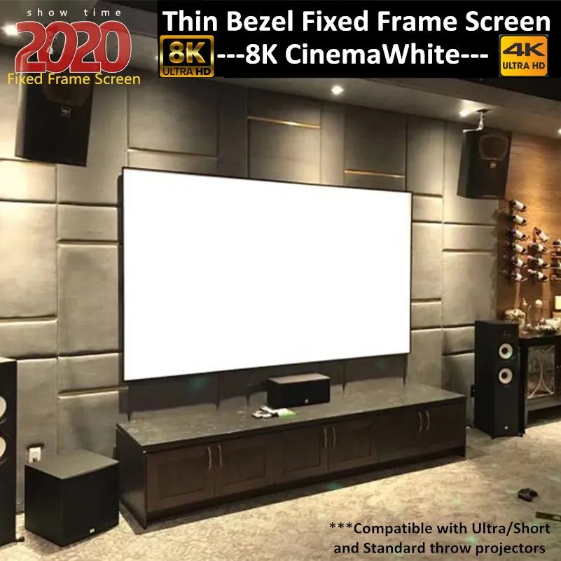 2..5:1 Deluxe High-end Screens 4K/8K Ultra HDR Projector Screen Active 3D Ready 6 Piece Fixed Frame Home Theater Movie Projection Screen