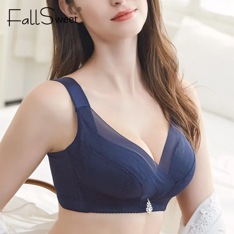 FallSweet Ultra Thin Plus Size Bras For Women Lace Push Up Bra Wireless  Wide Strap Brassiere 201202 From 6,89 €