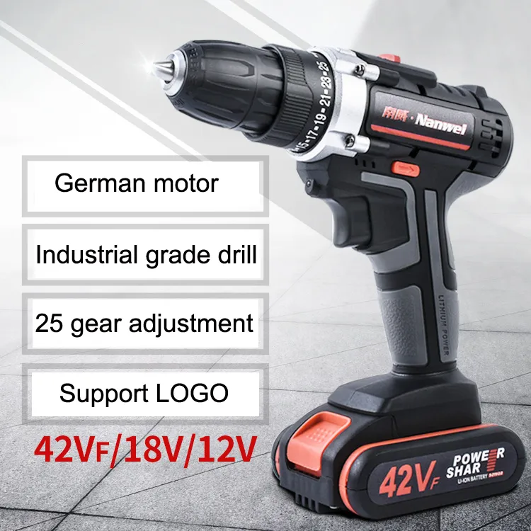 2Speeds Electric Drill Cordless Screwdriver 21V 18V 12V Lithium Battery Cordless Drill Mini Drill Cordless Screwdriver Power Tool WVT0937