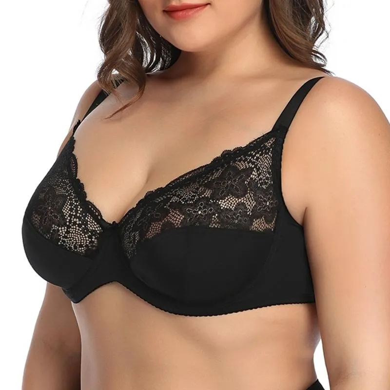 Womens Plus Size Lace Bras Non Padded Underwired Big Size Brassiere  Embroidered Sexy Lingerie Underwear 38 40 52 B C D E F Cup From Fucloth,  $21.48