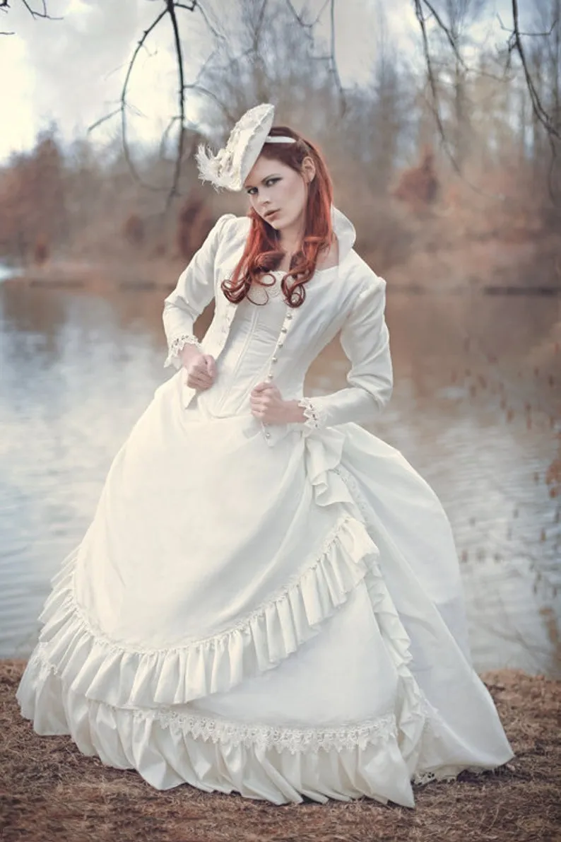 2022 Vintage viktorianisches Hochzeitskleid mit Langarmjacke, Gothic-Ballkleid, Brautkorsett, trägerloses Brauthochzeitskleid, Übergröße, schwarze Maskerade-Kleider für Damen