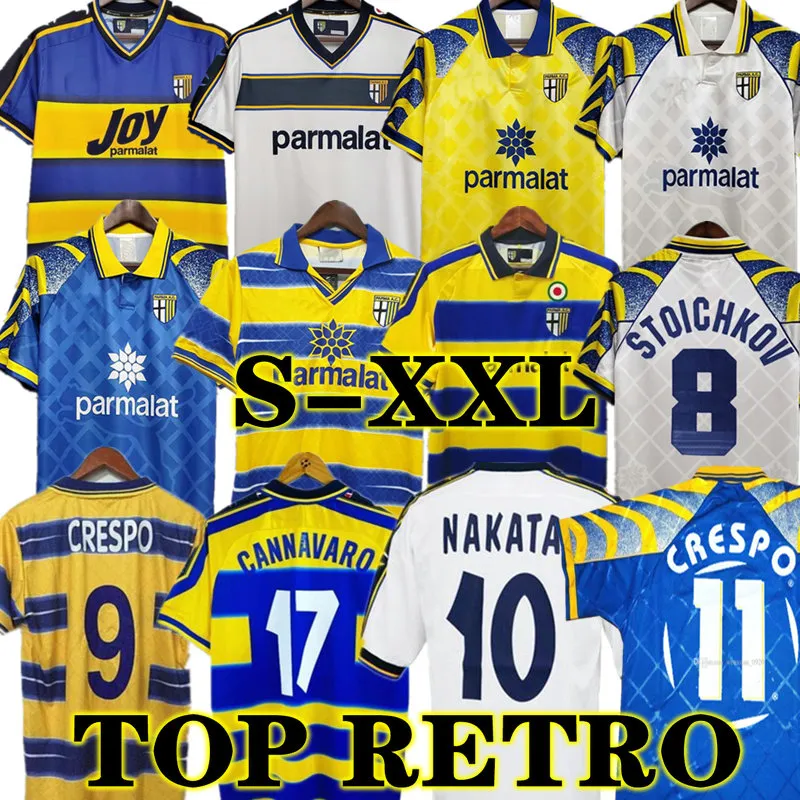 1999 2000 Parma Calcio Retro fotbollströja Klassisk 1998 95 97 99 00 BAGGIO CRESPO CANNAVARO Vintage fotbollströja STOICHKOV THURAM 01 02 03
