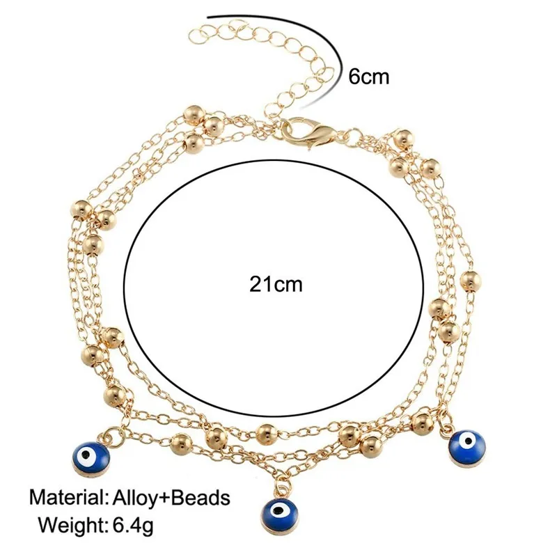 Bohemian Anklet alloy Blue eyes Pendants Bead ankles chain evil eye lady bracelet sandy beach Hot Sale 1 5zx K2B