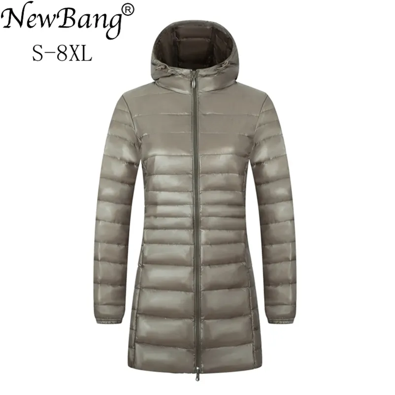 Newbang 6XL 7XL 8XL Kurtka damska Duży rozmiar Long Ultra Light Down Kurtka Kobiety Winter Ciepły Wiatroodporny Lieghtweight Down Coat 201209