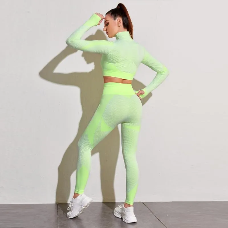 CXUEY Lycra Running Women Sports Outfit Yoga Kit Fitness Suit Crop Top  Leggings Set Workout Clothes For Women Sportswear Pink XS From Vanilla12,  $46.45