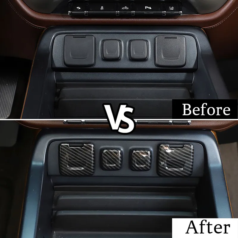 Carbon Fiber USB Socket Button Cover Trim For Chevy Silverado GMC Sierra 2014-18