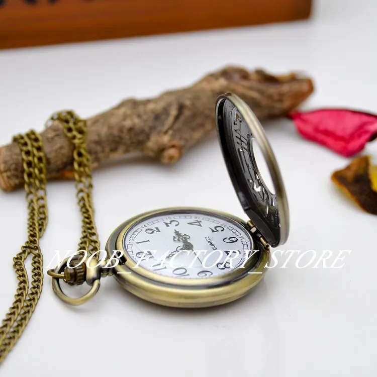 Nieuwe grote koper roestvrij staal bezelslot konijn zakhorloge ketting vintage accessoires groothandel trui ketting mode horloge opknoping