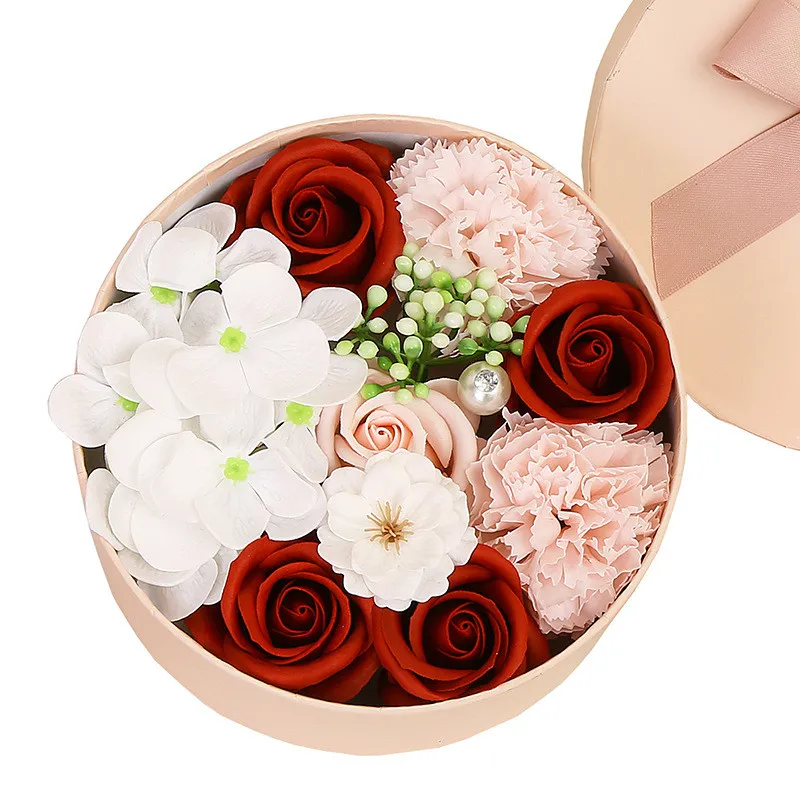 Regalo di San Valentino Fiore di sapone Scatola di rose Bouquet Regalo di festival di nozze Accessori per la decorazione della casa Fiori artificiali