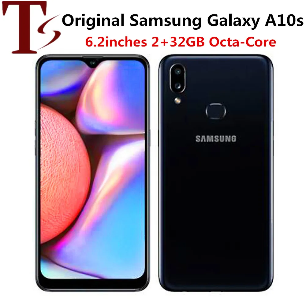 Remis à neuf Samsung Galaxy A10S A107F/DS téléphone portable double SIM Android 9.0 2GB RAM 32GB ROM 6.2 "13MP 4G téléphone 1pc