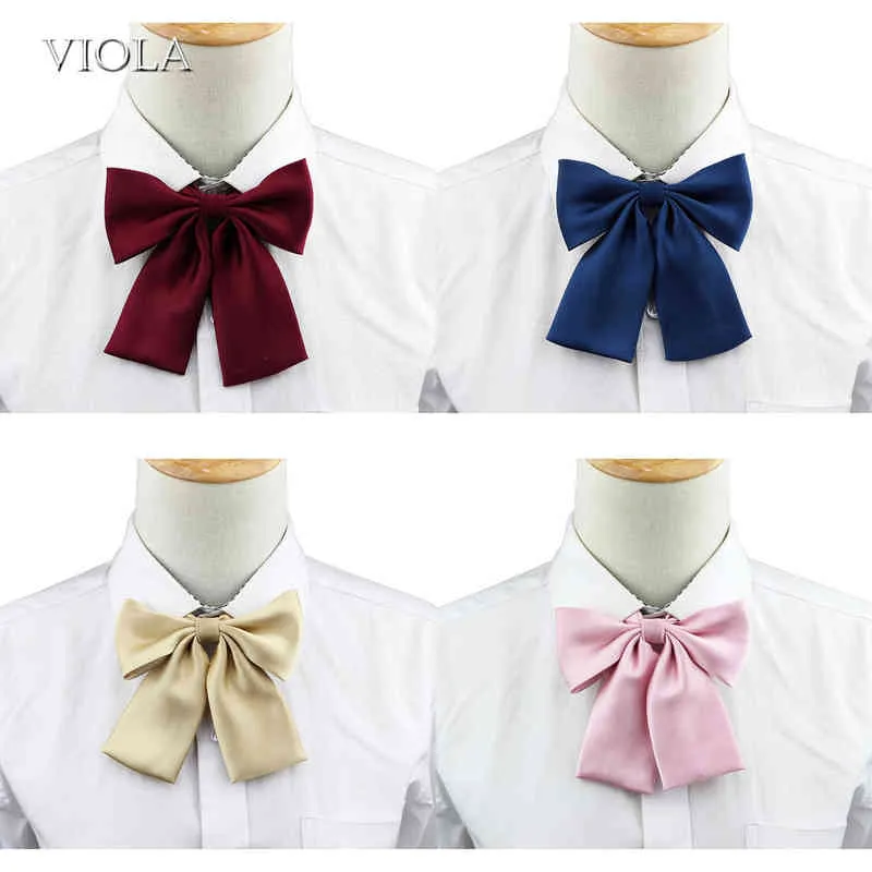 Wysokiej jakości solidne panie w stylu college'u Bowtie Women School Girl Student Cosplay Mundur Formal Accessories Cravat Office Butterfly Y1229