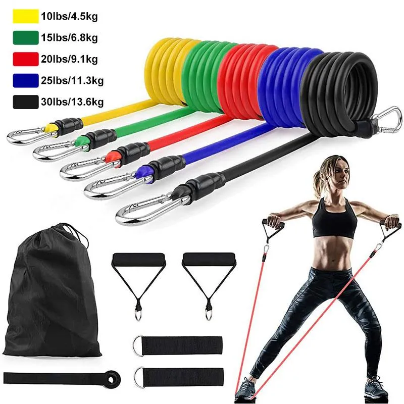 US STOCK 11Pcs/Set Latex Resistance Bands Crossfit Training Exercise Yoga Tubes Pull Rope Rubber Expander Elastic Bands Fitness Equipment