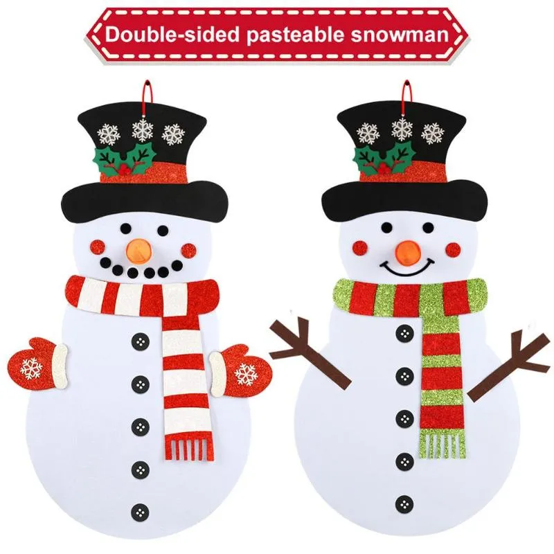 Snowman for Kids Wall, 3.2Ft Double-Sided DIY Felt Christmas Snowman Set