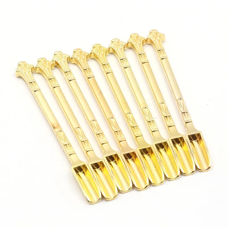 Fashion Style Smoke Gold&Silver Metal Spoon Use For Sniffer Snorter Snuff Wax Oil Powder Smoking Accessories