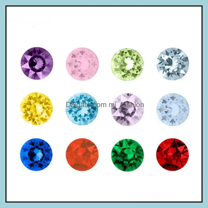 Mix 12 Colors Heart/Round/Star Birthstone Charms Crystal Birthday Stone Floating Locket Charms for Living Memory Locket