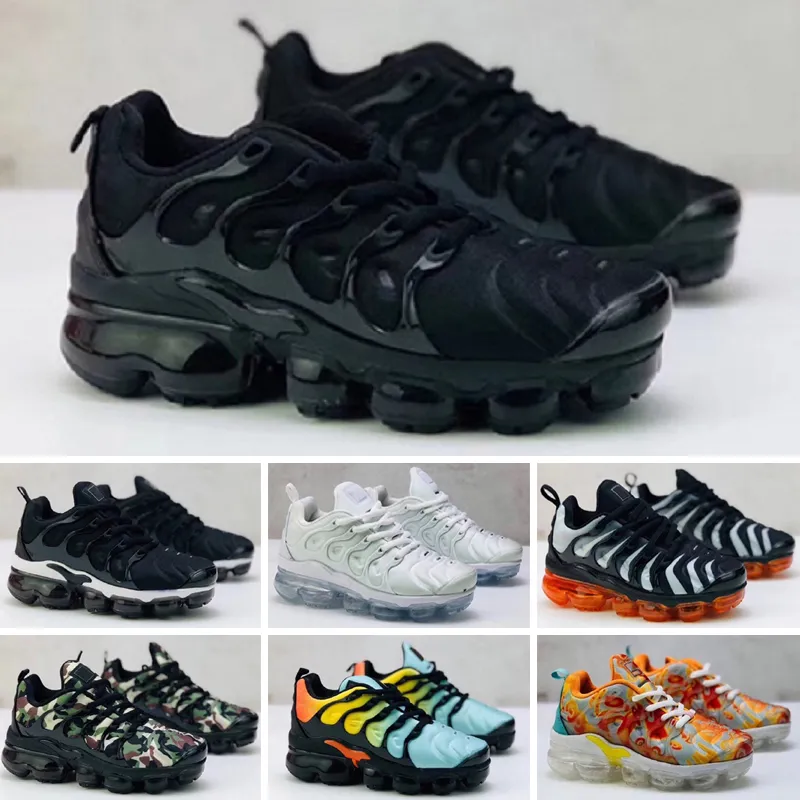 2018 TN Plus 2018 novo plus vm preto branco crianças shoes sapatilhas sapato pack crianças triplo menino e meninas air ultra tn tênis