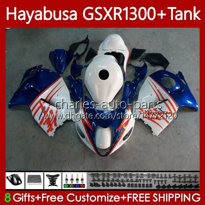 Kit de carrosserie pour Suzuki Hayabusa GSXR 1300cc 1300 CC 2002 2003 2004 2005 2006 2007 74No.118 GSX-R1300 GSX R1300 GSXR-1300 96-07 GSXR1300 96 97 Bleu blanc 98 99 00 01 Fares