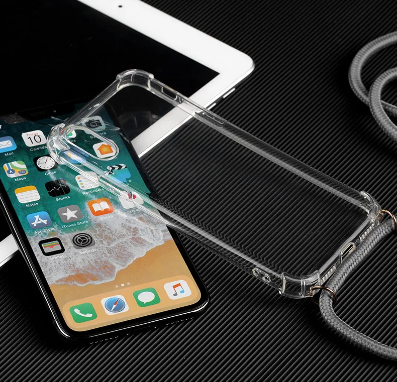 Cordon tour de cou collier de téléphone étui souple en TPU souple transparent pour Samsung Galaxy Note 20 Ultra S20 Plus S10 S10E S9 S8 S7 bord Note 10+ Note 9 8