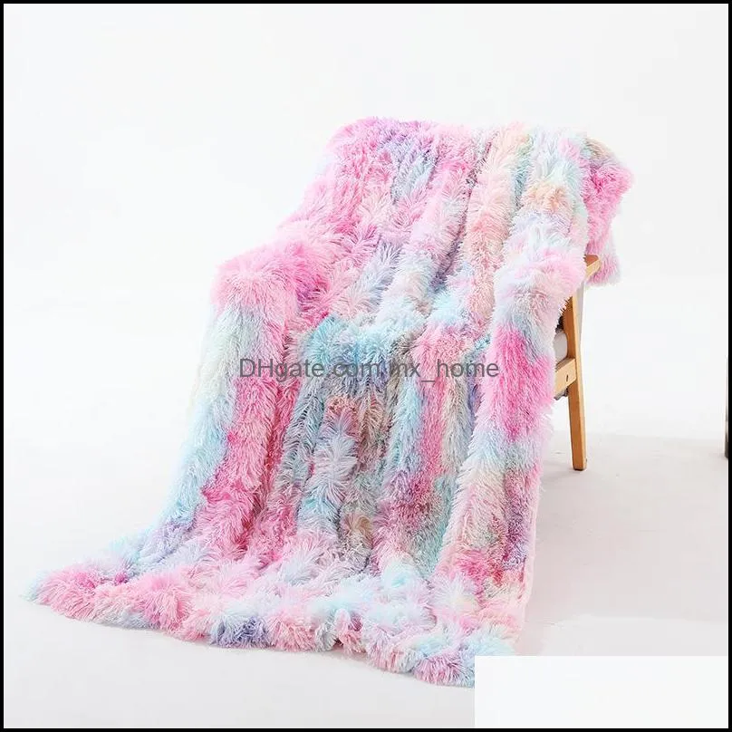 Blankets Fluffy Long Plush Throw Blanket Super Soft Double-sided Bedspread Shaggy Shawl For Adults Children