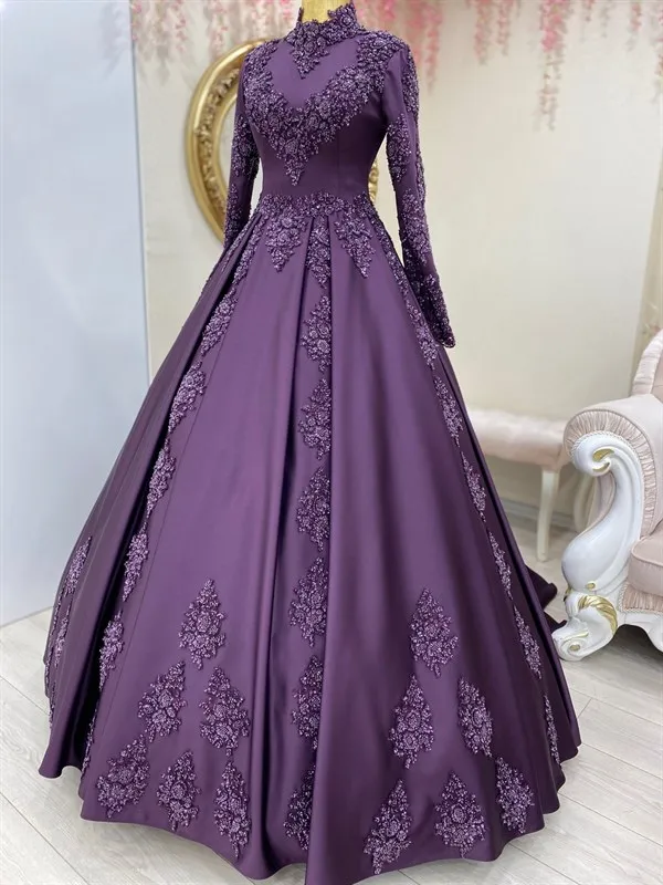 Dark Purple 2024 Arabic Evening Dresses Long Sleeve... From Lovemydress,  $70.92 | DHgate.Com