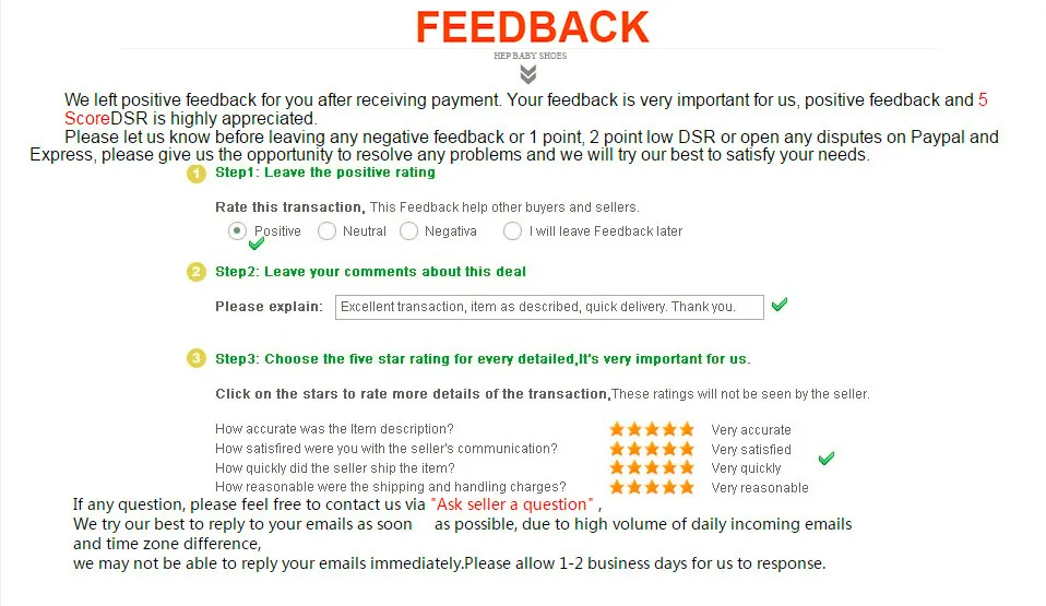 FEEDBACK 5 STAR