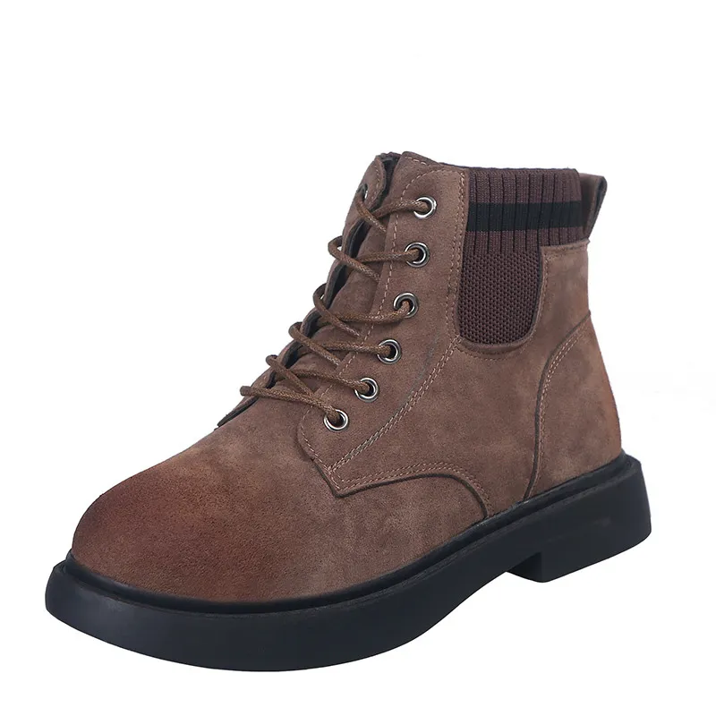 Venda quente-botas feminina 2019 outono inverno novo lace up redondo Toe British tornozle botas para mulheres sapatos mulher rebanho retro senhoras