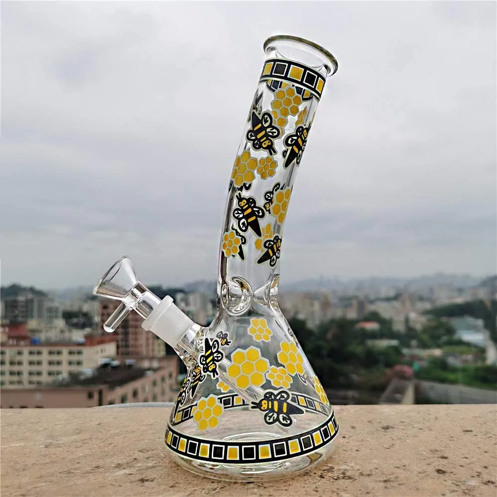 Изогнутые фильтрующие трубы Первоклатерия Beaker Bong Downstem Perc Bubbler Стеклянные водяные бонги Табачкой дымовой трубы Heady Bong Буровые установки светящиеся кальяны