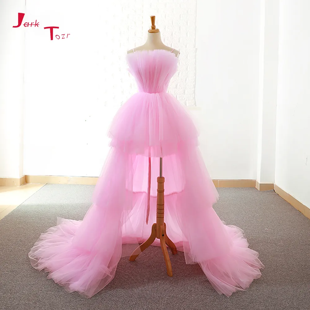 Jark Tozr Custom Made High Low Prom Dresses Vestido de Festa Alibaba China Pink Formele Toga Ballklider