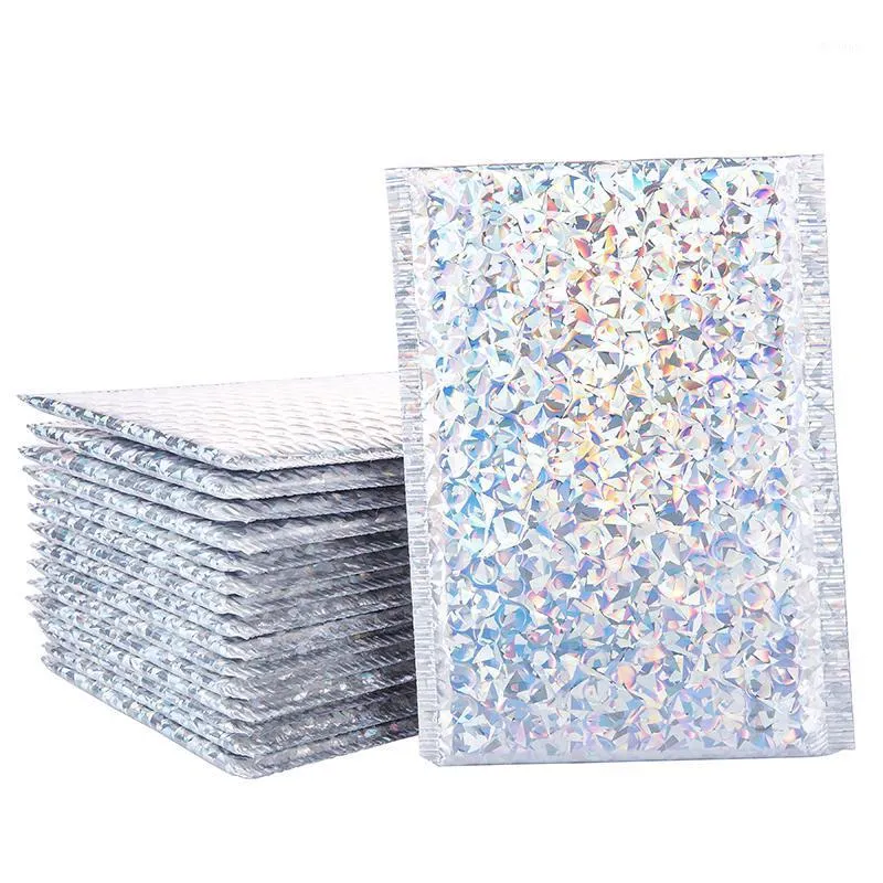 Opbergzakken 10 stks Laser Bubble Envelopes Tas Kleurrijke folie met schokbestendige verpakking voor Business Express Mailbag