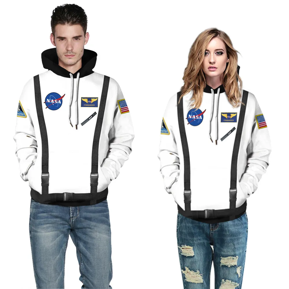 Men's Hoodies & Sweatshirt space suit digital contrast color printing couple suit hooded long-sleeved sweater ladies casual loose baseball uniform unisex Fleece