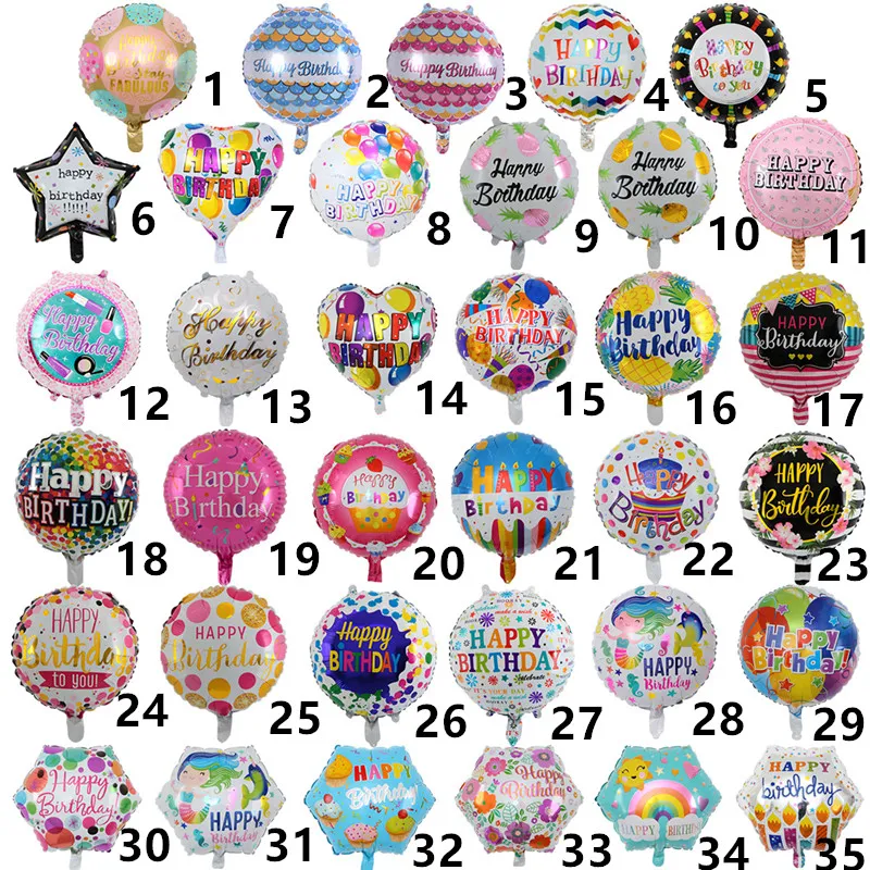 18 "Folie Ballons aufblasbare Happy Birthday Party Ballons Dekorationen Liefert Cartoon Helium Folie Ballon Kinder Geburtstag Ballons Spielzeug