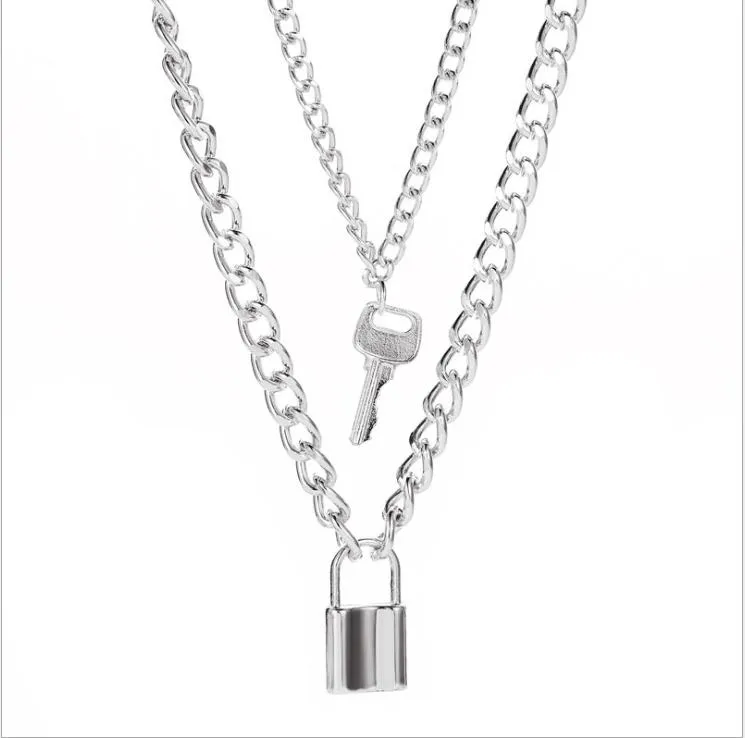 Novo colar de pingente de luxo em forma de trava de 18k, de 18k, amantes de aço inoxidável de aço inoxidável Acessórios para presentes de partido de alta qualidade por atacado