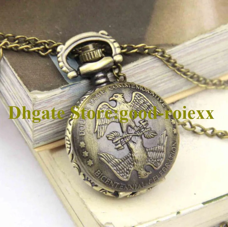 Mode en gros cadeau Vintage aigle femmes hommes montre de poche collier accessoires chandail chaîne dames suspendus hommes montres à quartz AA00167