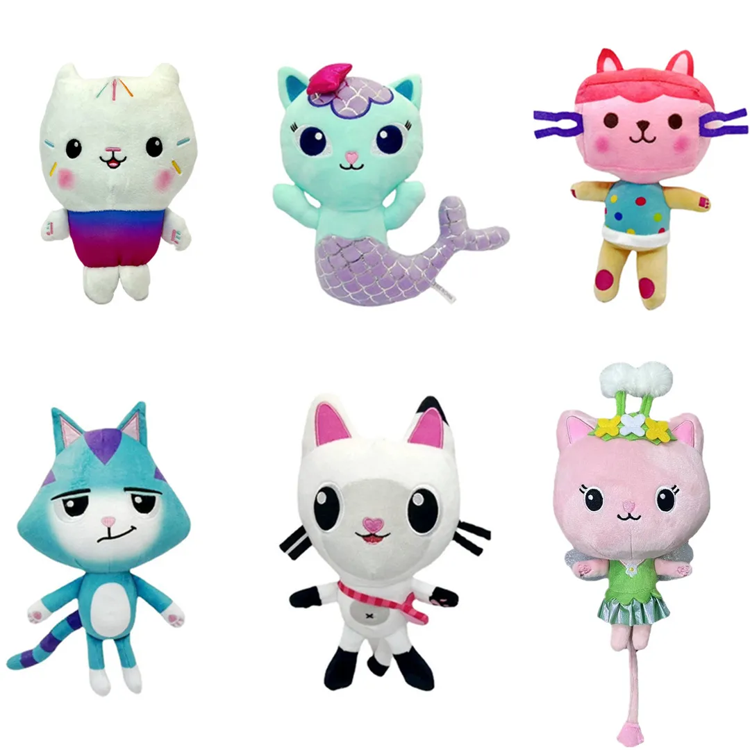 Gabby maison de poupée en peluche peluches Gaby jouets maison chat poupée  dessin animé animaux en peluche sirène chats peluche poupées cadeau pour  les