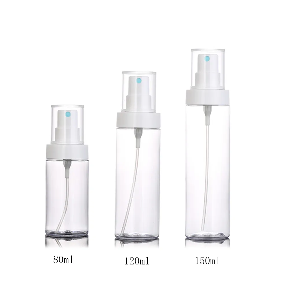 Bouteilles en plastique transparent avec pompe de pulvérisation de brouillard, récipient vide de pulvérisation de parfum, petites bouteilles d'échantillon de 80ml 120ml 150ml 80ml 120ml 150ml, 20 pièces