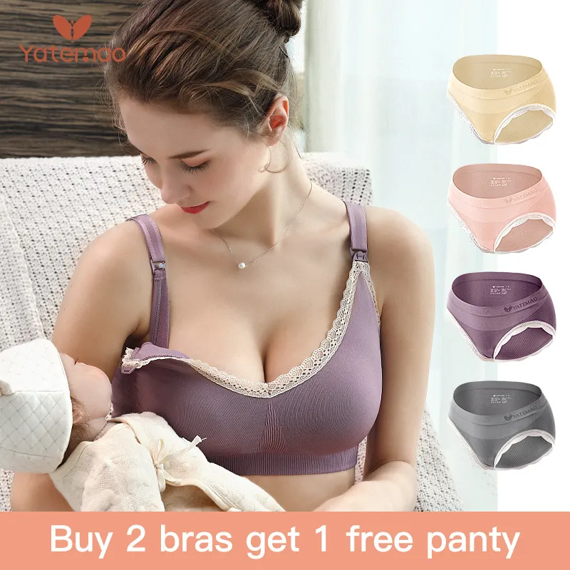 YATEMAO Breastfeeding Bra Pregnancy Clothes Maternity Nursing Bra Feeding  Bra for Soutien Gorge Allaitement Pregnant Women LJ201120