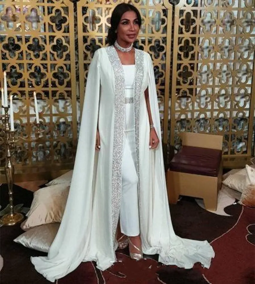 Arabo Dubai Abiti da sera musulmani Caftano marocchino Chiffon Cape Chiffon Prom Abiti per occasioni speciali Abito a maniche lunghe Abiti da sera